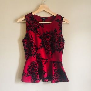 Red Floral Peplum Top